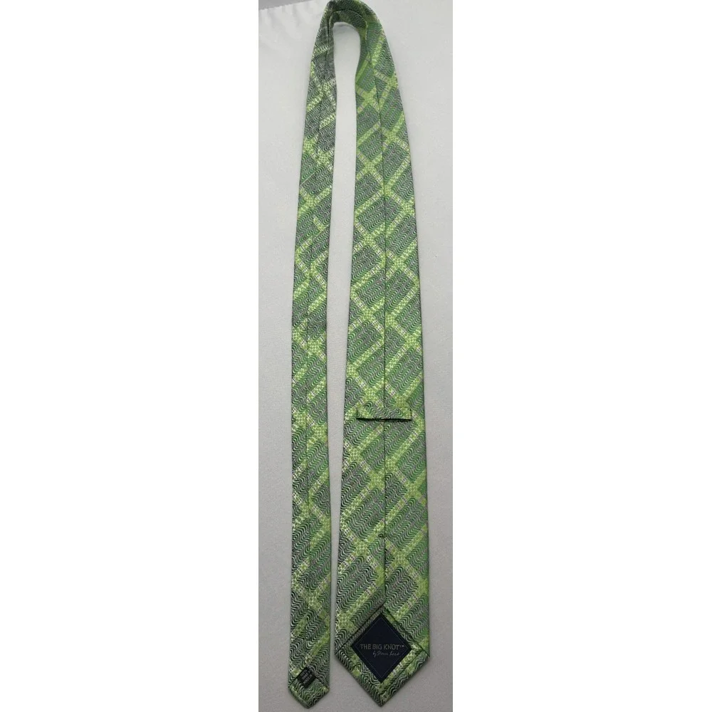 THE‎ BIG KNOT Steven Land Mens 100% Silk XL Tie Green Purple W3.5